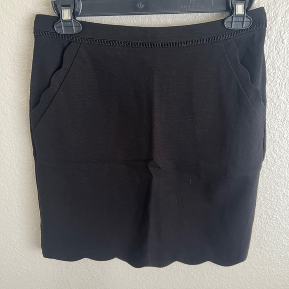 Skies Are Blue Black Skirt with Scallop Hem